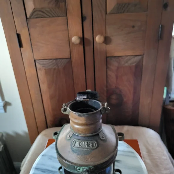 Brown Lantern with Glass Globe and Antique Accents - Picture 10 of 13